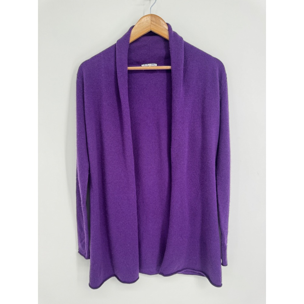 RSVP Cashmere Cardigan Women XS Purple Open Front Shawl Collar Luxury Soft Knit